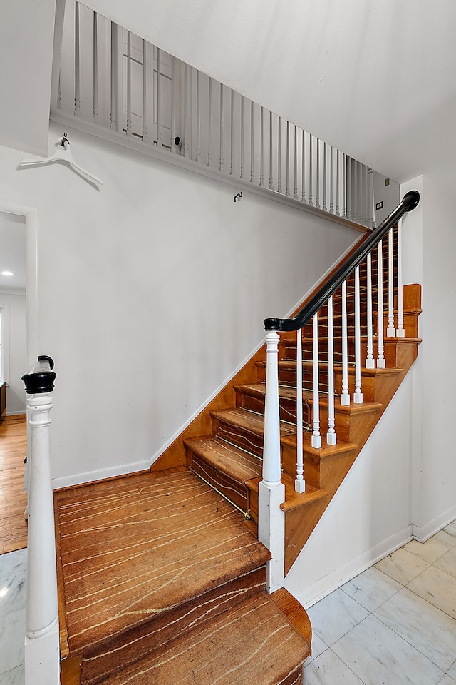 stairs with baseboards