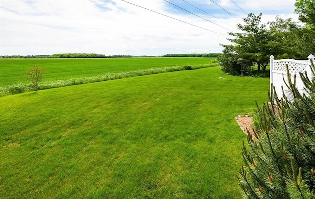 view of yard with a rural view