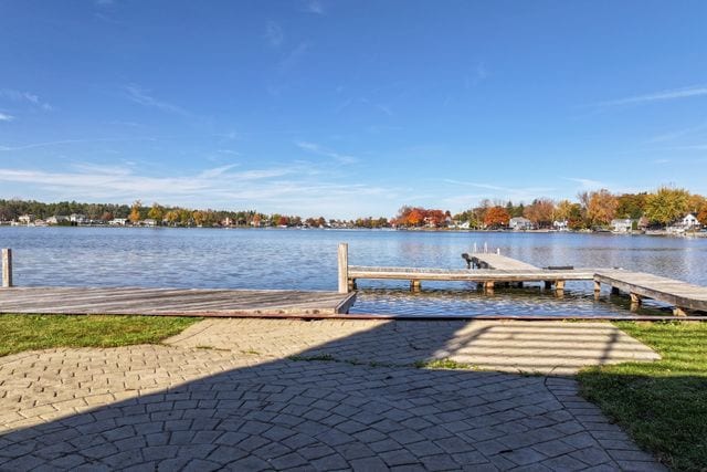 dock area featuring a water view