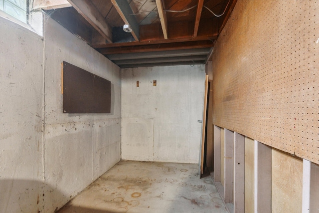 view of unfinished basement