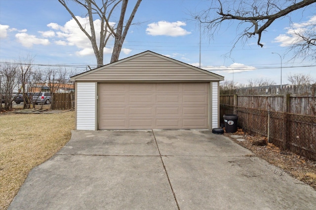 detached garage with fence