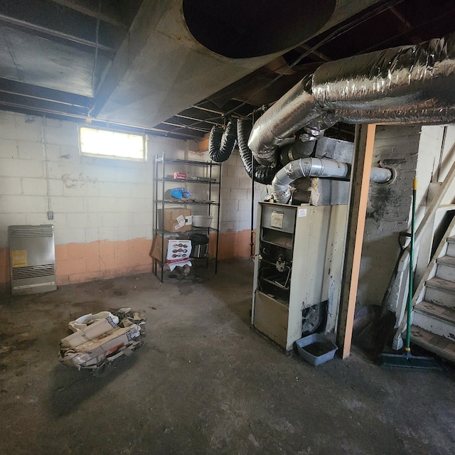 basement featuring stairway