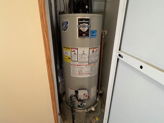 utility room with gas water heater