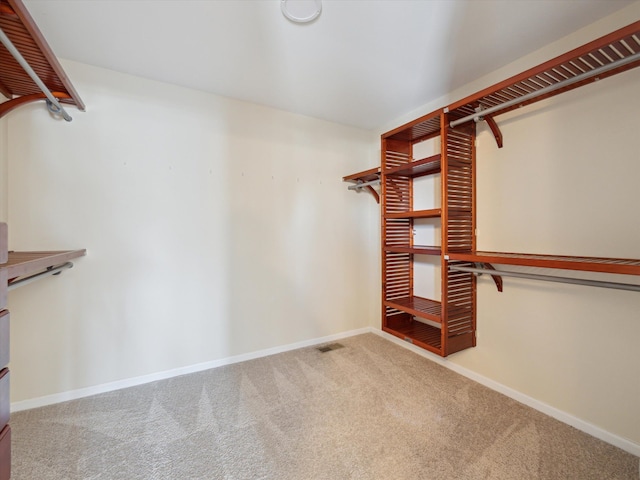 walk in closet with carpet floors and visible vents