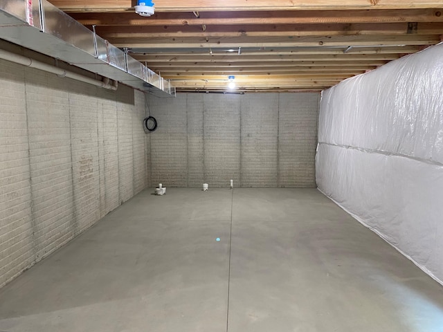 view of unfinished basement