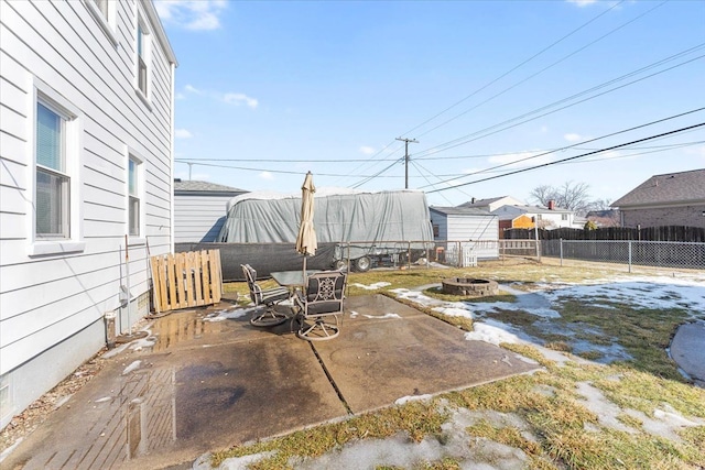 view of yard with a patio and a fenced backyard