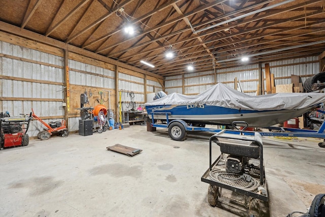 garage featuring metal wall