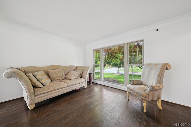 1869 Midchester Dr, West Bloomfield, MI 48324 - living room featuring crown molding, wood finished floors, and baseboards