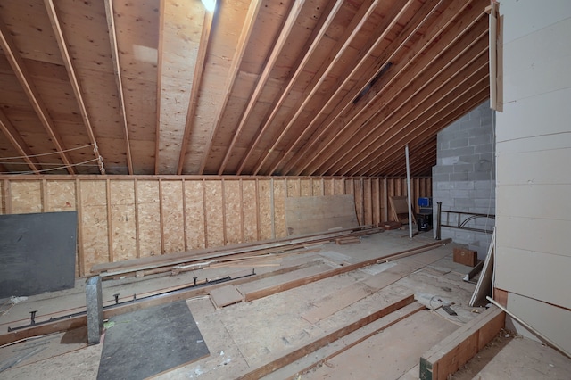 view of unfinished attic