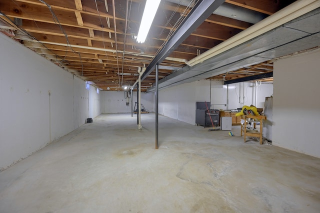 view of unfinished basement