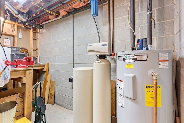 utility room featuring water heater