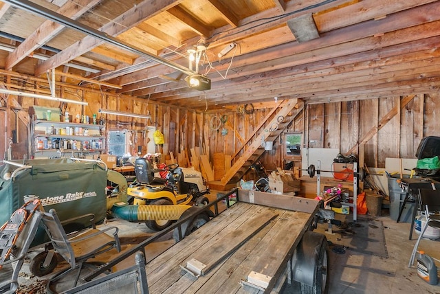 garage with a garage door opener