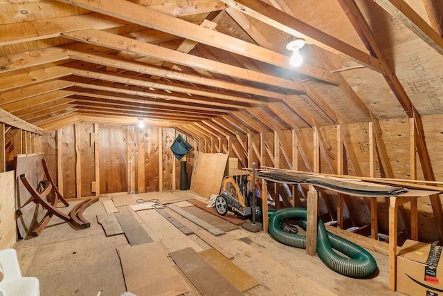 view of unfinished attic