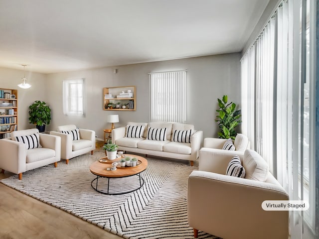 living area featuring wood finished floors