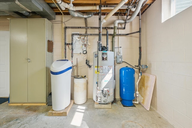 utility room with water heater