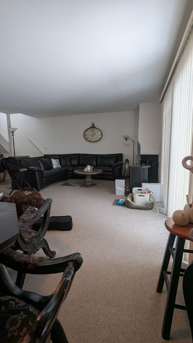 view of carpeted living area