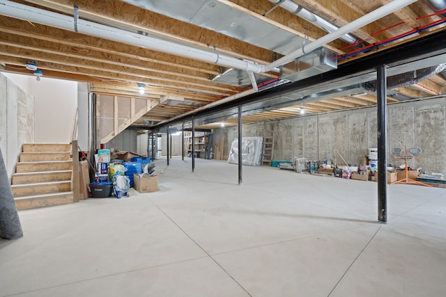 unfinished below grade area with stairs