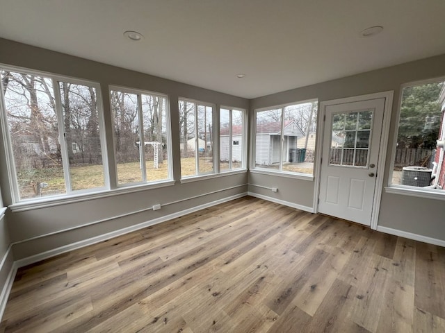 view of unfurnished sunroom