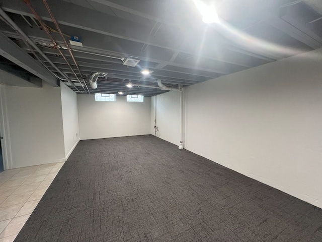 basement with carpet