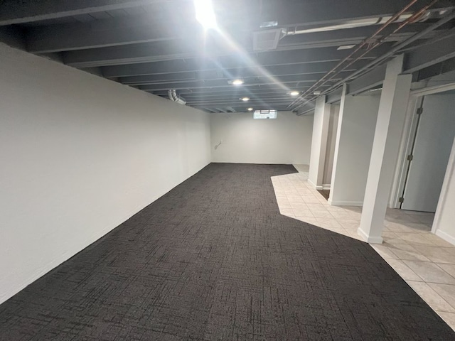 finished basement featuring carpet