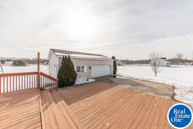 wooden deck with an outbuilding