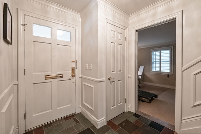 foyer entrance with ornamental molding