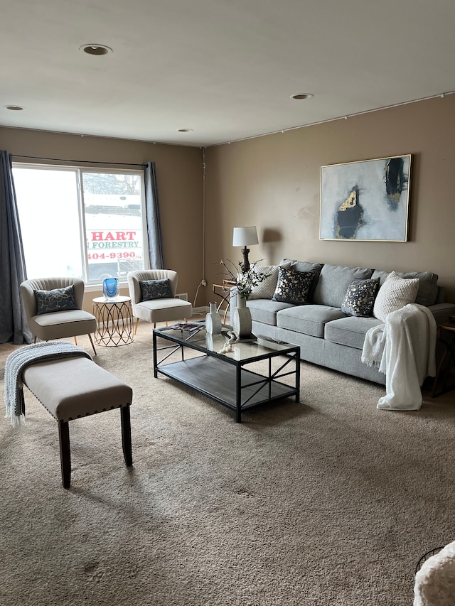 view of carpeted living area