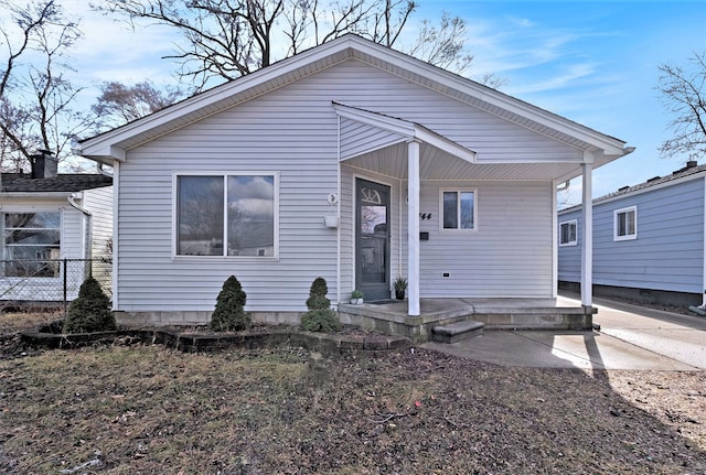 bungalow-style home featuring a porch