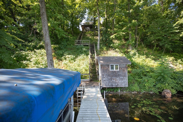 view of dock with stairway