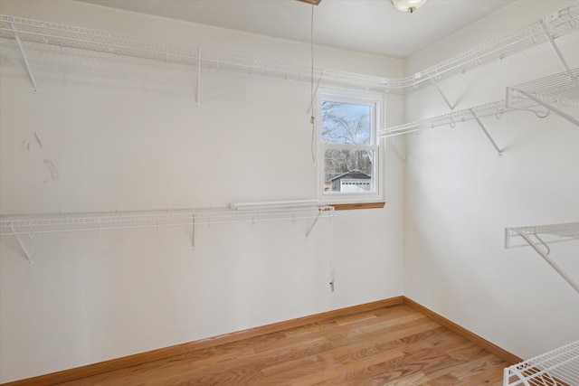 walk in closet featuring light wood-style flooring