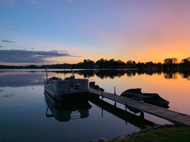 view of dock featuring a water view