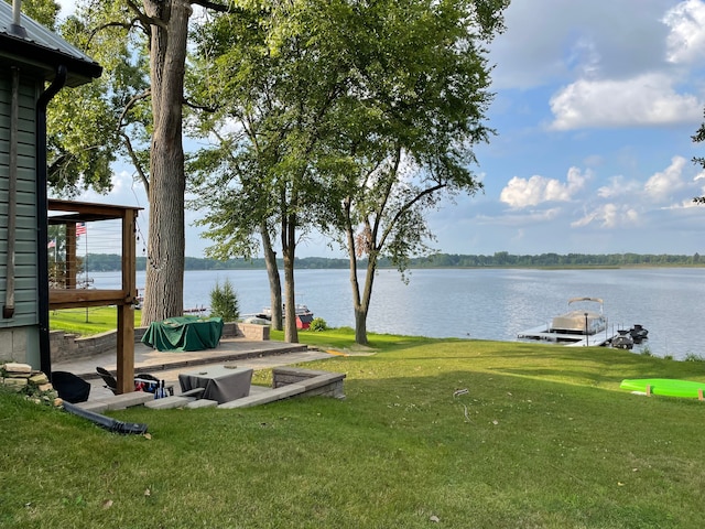 water view with a boat dock