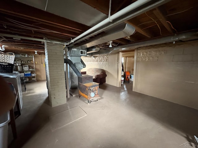 unfinished basement featuring visible vents