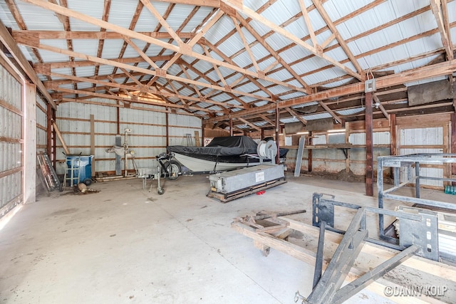 garage featuring metal wall