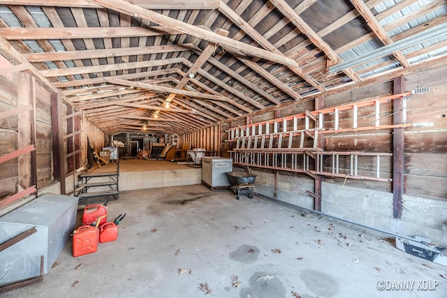 misc room featuring lofted ceiling