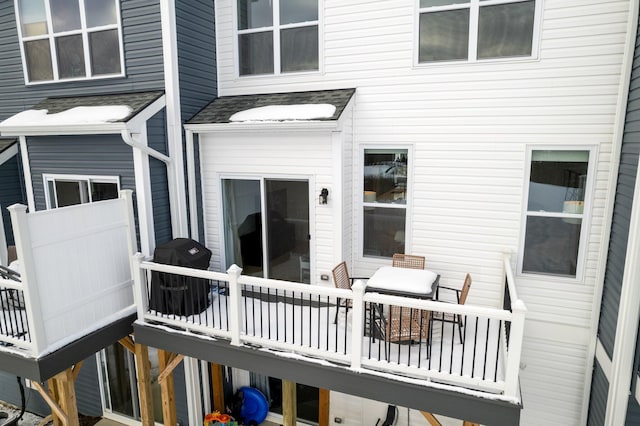 wooden deck with area for grilling