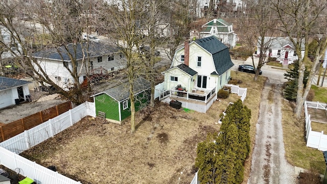 bird's eye view with a residential view