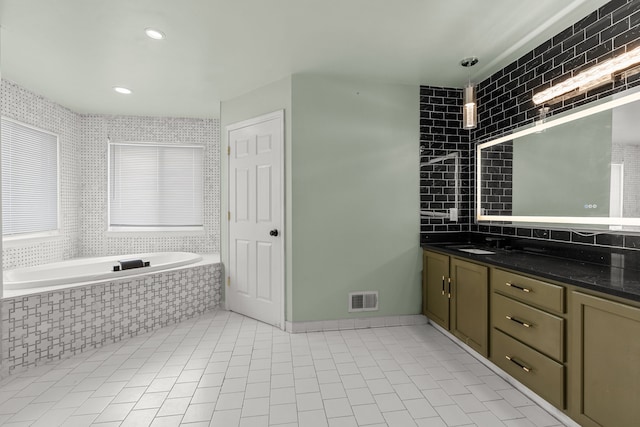 35316 Burgundy, Sterling Heights, MI 48312 - full bath with tile patterned flooring, visible vents, vanity, and a bath