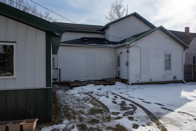 view of snow covered exterior