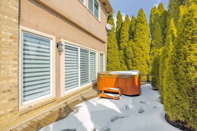 view of patio featuring a hot tub