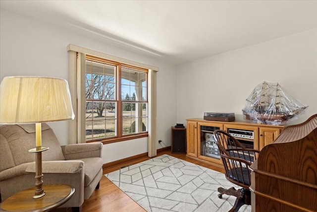 home office featuring baseboards and wood finished floors