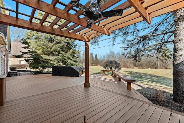 deck featuring a pergola