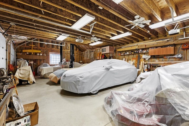garage with a garage door opener