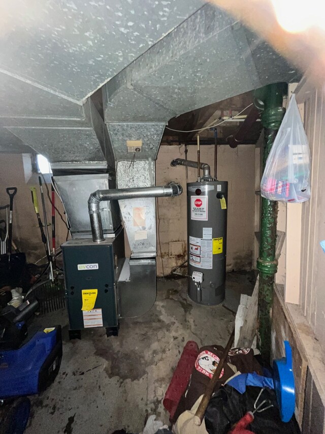 utilities with heating unit and gas water heater