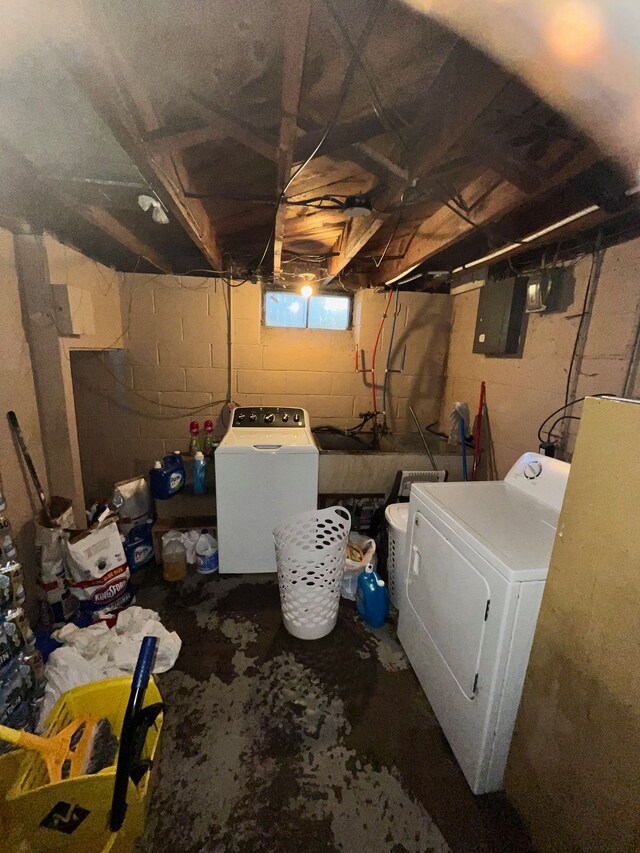 basement with electric panel