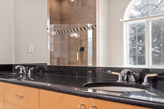 full bathroom featuring a sink and double vanity