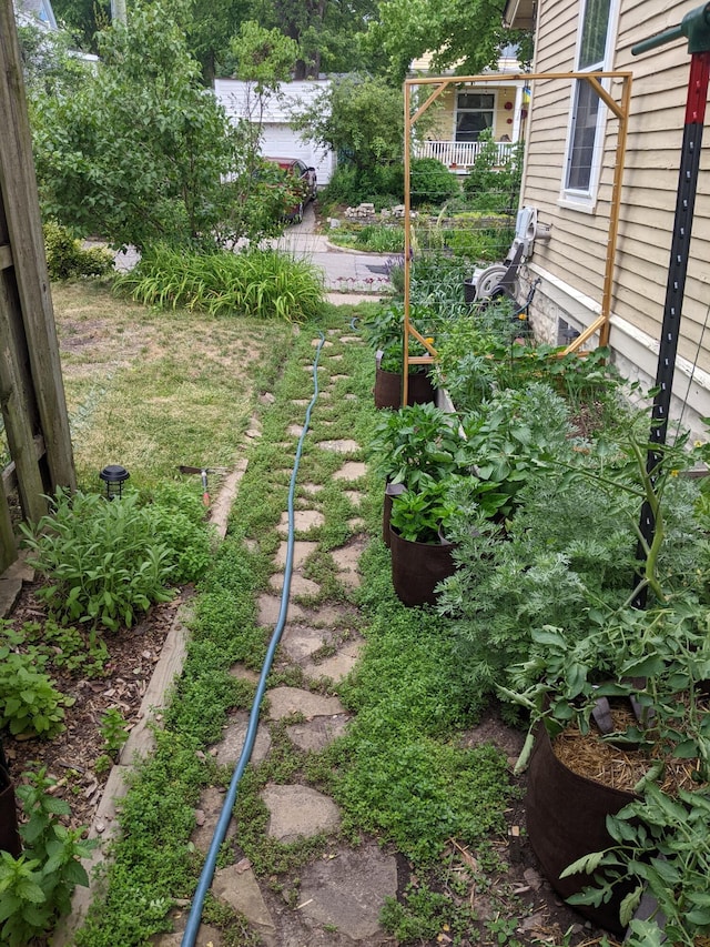 view of yard featuring a garden