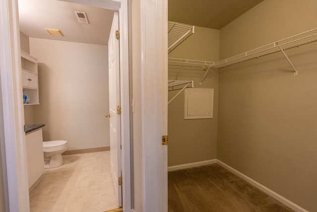 spacious closet with visible vents