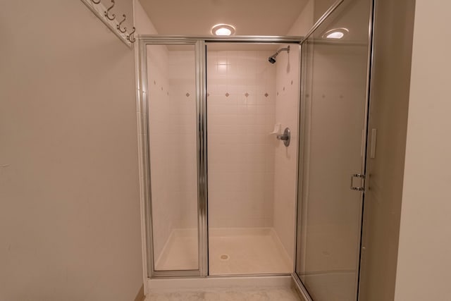 bathroom featuring a shower stall