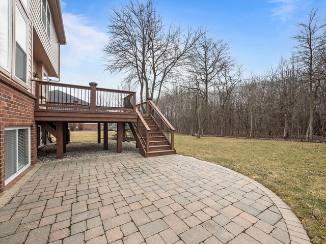 view of patio with stairway and a deck